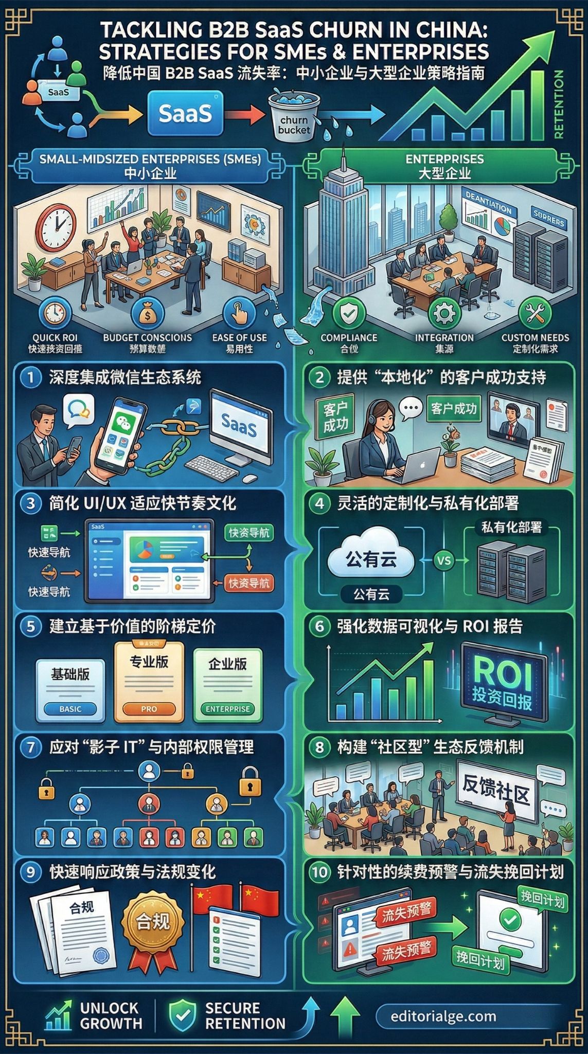 降低中国 门 软件即服务 流失率