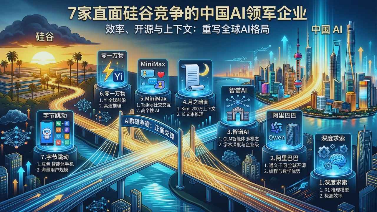 中国人工智能公司 硅谷 竞争:2026 年最值得关注的 7 大巨头