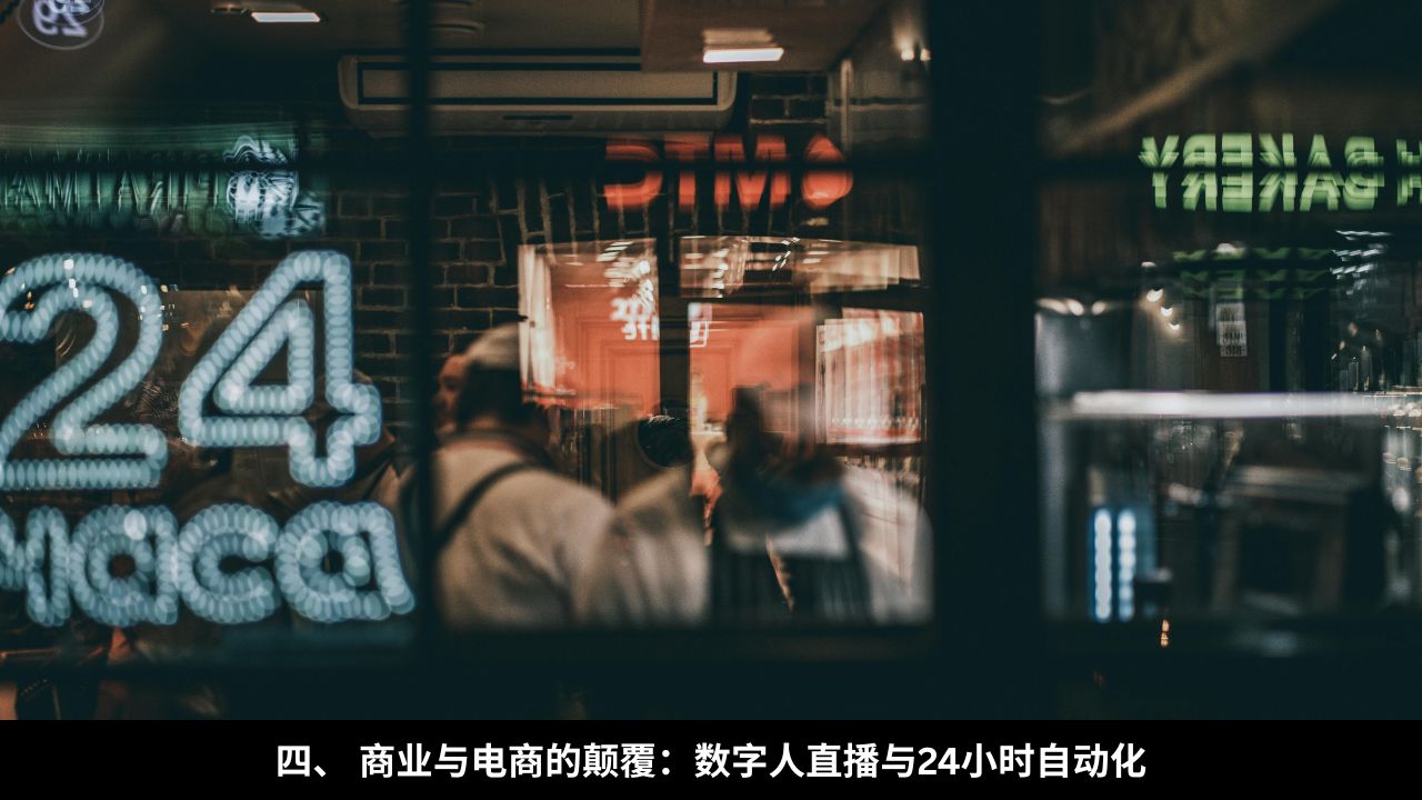 四、 商业与电商的颠覆：数字人直播与24小时自动化