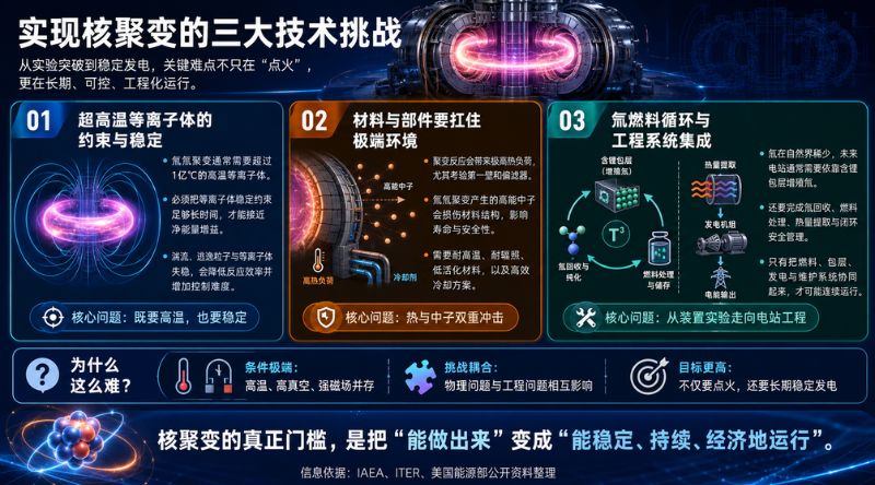 实现核聚变的三大技术挑战